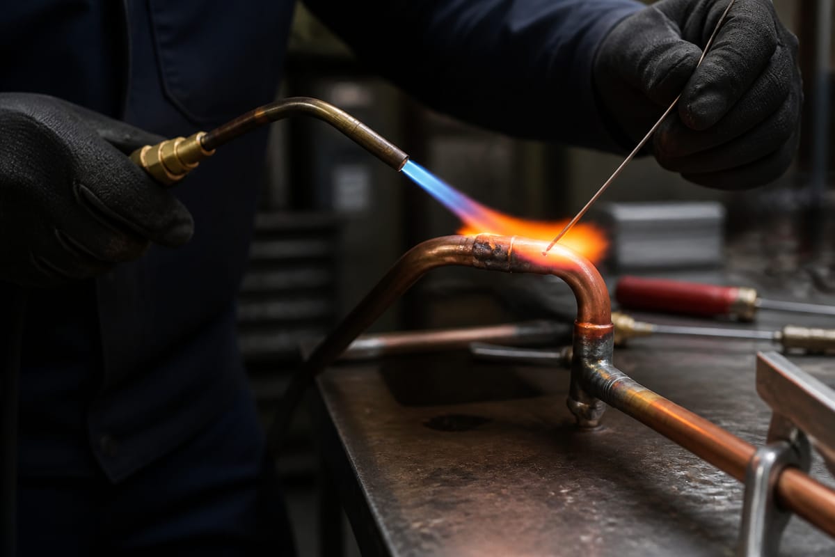 Brazing a copper refrigerant line (placeholder image)