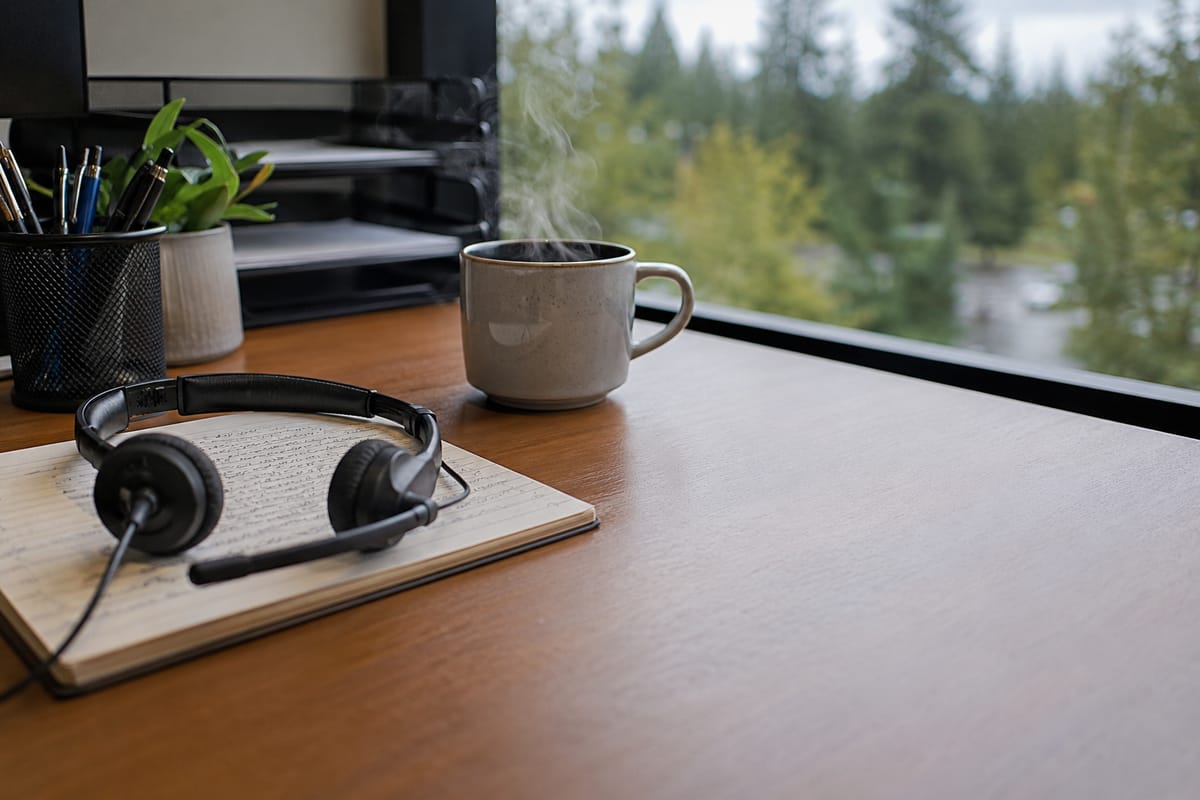 The office desk ready for the morning callback (placeholder image)