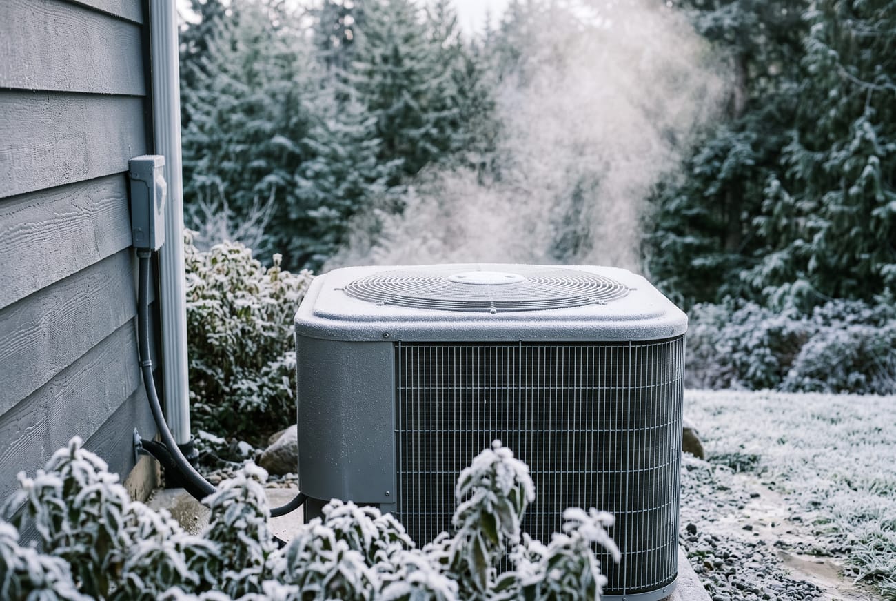A heat pump running on a frosty morning (placeholder image)