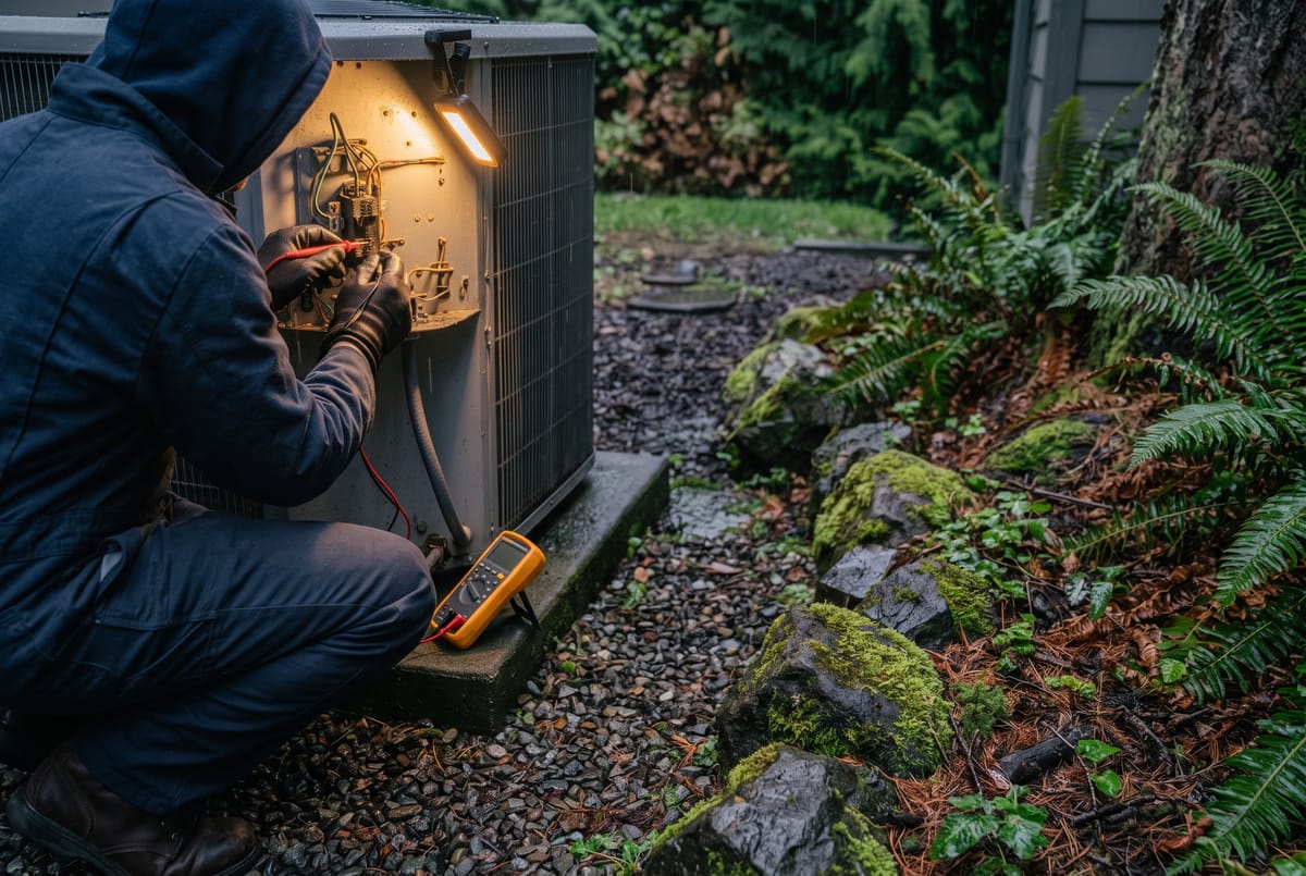 Working by worklight on an evening call (placeholder image)